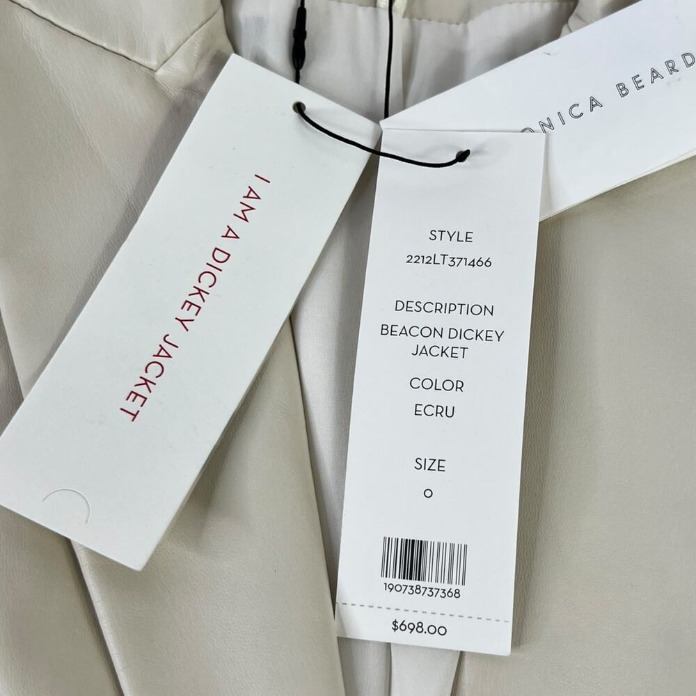 Veronica Beard Beacon Dickey Jacket Faux Leather Ecru Size 0 NWT - Picture 6 of 12